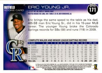 2010 Topps Chrome - Rookie Autographs #171 Eric Young Jr. Back