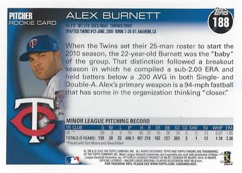 2010 Topps Chrome - Rookie Autographs #188 Alex Burnett Back