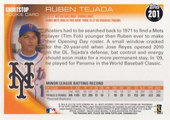 2010 Topps Chrome - Rookie Autographs #201 Ruben Tejada Back