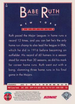 1995 Upper Deck Sonic Heroes of Baseball #3 Babe Ruth Back