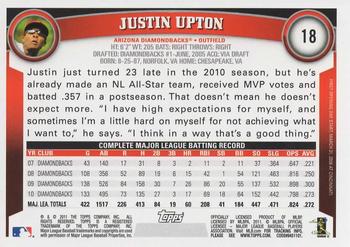 2011 Topps Opening Day #18 Justin Upton Back