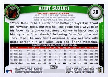 2011 Topps Opening Day #39 Kurt Suzuki Back