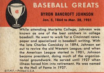 1961 Fleer Baseball Greats (F418-3) #48 Ban Johnson Back