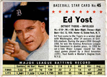 1961 Post Cereal (F278-33) #45 Ed Yost Front