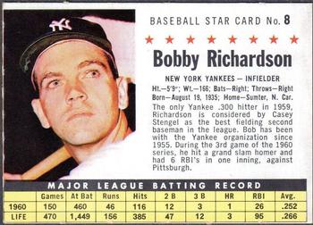 1961 Post Cereal (F278-33) #8 Bobby Richardson Front