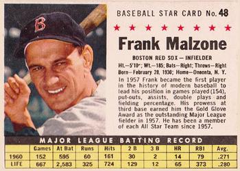 1961 Post Cereal (F278-33) #48 Frank Malzone Front