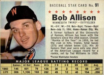1961 Post Cereal (F278-33) #91 Bob Allison Front
