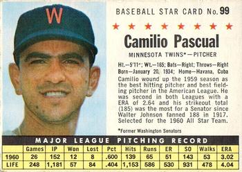 1961 Post Cereal (F278-33) #99 Camilo Pascual Front