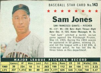 1961 Post Cereal (F278-33) #143 Sam Jones Front