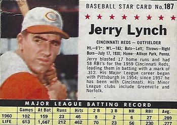 1961 Post Cereal (F278-33) #187 Jerry Lynch Front
