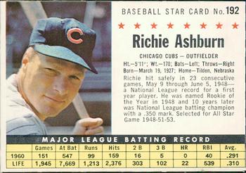 1961 Post Cereal (F278-33) #192 Richie Ashburn Front