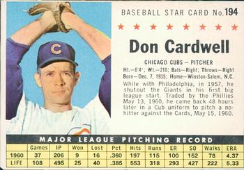1961 Post Cereal (F278-33) #194 Don Cardwell Front