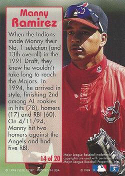 1995 Fleer - Rookie Sensations #14 Manny Ramirez Back
