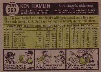 1961 Topps #263 Ken Hamlin Back