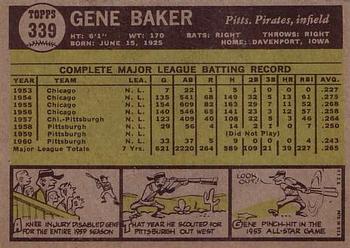 1961 Topps #339 Gene Baker Back