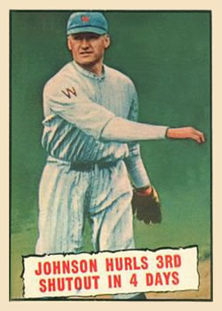 1961 Topps #409 Johnson Hurls 3rd Shutout in 4 Days Front