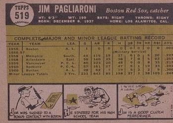 1961 Topps #519 Jim Pagliaroni Back