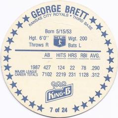 1988 King B Discs #7 George Brett Back
