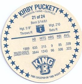 1990 King B Discs #21 Kirby Puckett Back