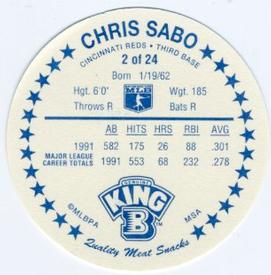 1992 King B Discs #2 Chris Sabo Back
