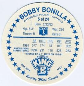 1992 King B Discs #5 Bobby Bonilla Back