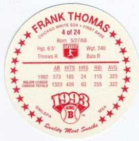 1993 King B Discs #4 Frank Thomas Back