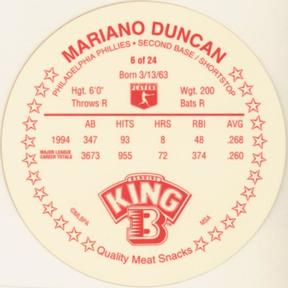 1995 King B Discs #6 Mariano Duncan Back