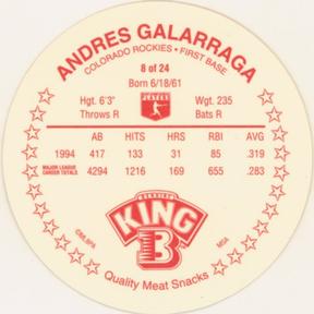 1995 King B Discs #8 Andres Galarraga Back
