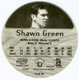 2000 Pacific King B Discs #9 Shawn Green Back