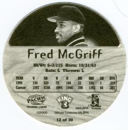 2000 Pacific King B Discs #12 Fred McGriff Back