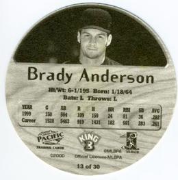 2000 Pacific King B Discs #13 Brady Anderson Back