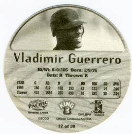 2000 Pacific King B Discs #17 Vladimir Guerrero Back