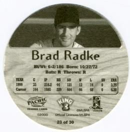 2000 Pacific King B Discs #23 Brad Radke Back