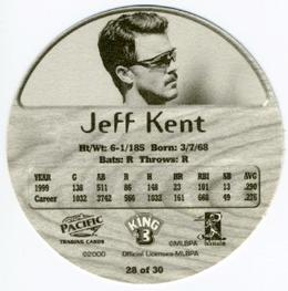 2000 Pacific King B Discs #28 Jeff Kent Back