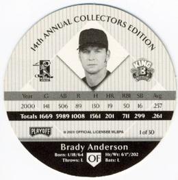 2001 Playoff King B Discs #NNO Brady Anderson Back