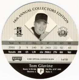 2001 Playoff King B Discs #NNO Tom Glavine Back