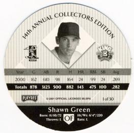 2001 Playoff King B Discs #NNO Shawn Green Back