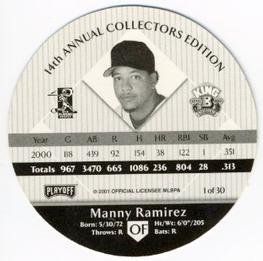 2001 Playoff King B Discs #NNO Manny Ramirez Back