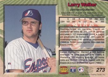 1995 Pacific #273 Larry Walker Back