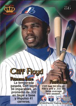 1995 Pacific Prism #86 Cliff Floyd Back