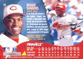 1995 Pinnacle #76 Reggie Sanders Back