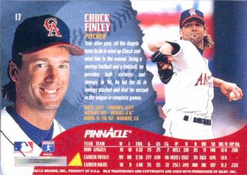 1995 Pinnacle #17 Chuck Finley Back