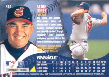 1995 Pinnacle #442 Albie Lopez Back