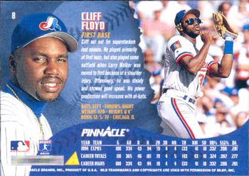 1995 Pinnacle #8 Cliff Floyd Back