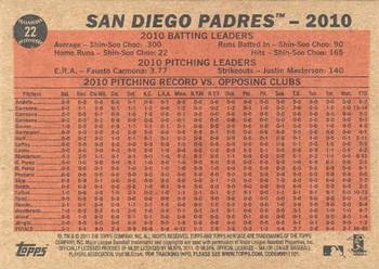 2011 Topps Heritage #22 San Diego Padres Back
