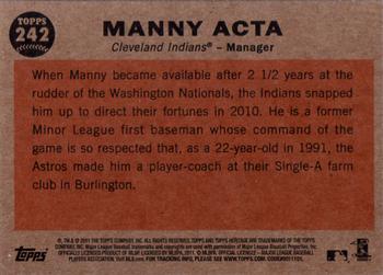 2011 Topps Heritage #242 Manny Acta Back