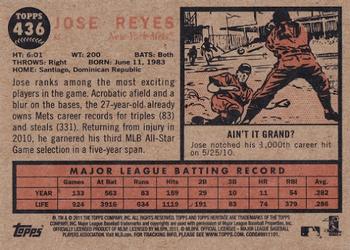 2011 Topps Heritage #436 Jose Reyes Back