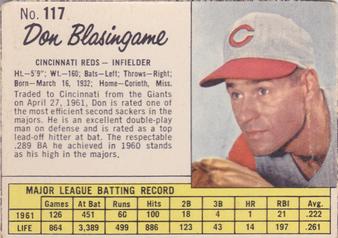 1962 Jell-O #117 Don Blasingame Front