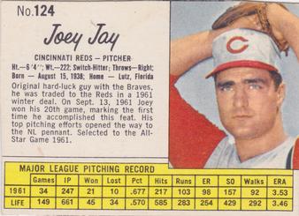1962 Jell-O #124 Joey Jay Front