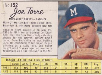 1962 Jell-O #152 Joe Torre Front
